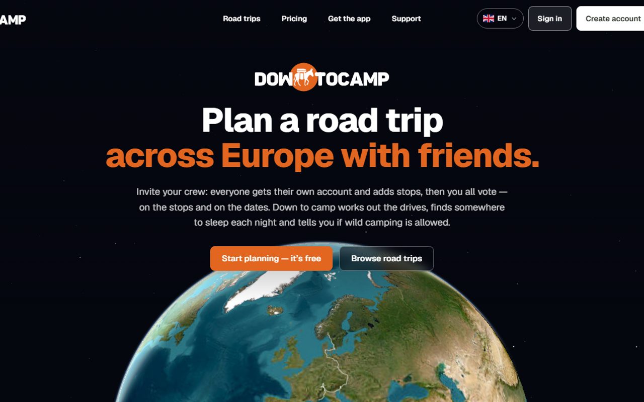 downtocamp — planificateur de road trips et de bivouac
